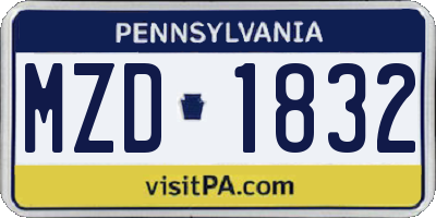 PA license plate MZD1832