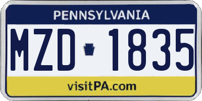 PA license plate MZD1835