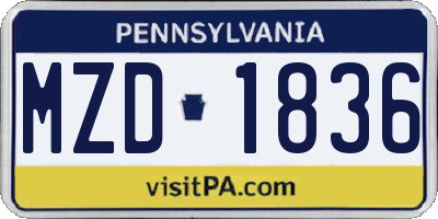 PA license plate MZD1836