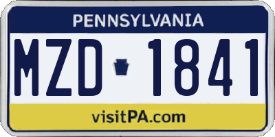 PA license plate MZD1841