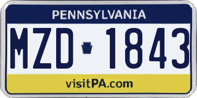 PA license plate MZD1843