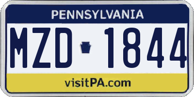 PA license plate MZD1844