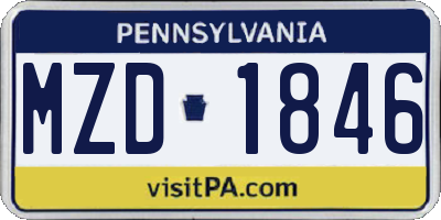 PA license plate MZD1846