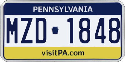 PA license plate MZD1848