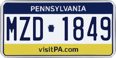 PA license plate MZD1849