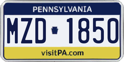PA license plate MZD1850