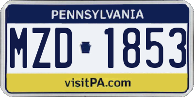 PA license plate MZD1853