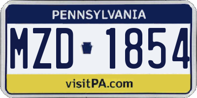 PA license plate MZD1854