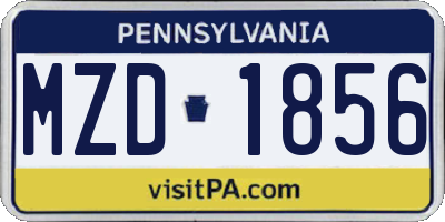 PA license plate MZD1856