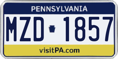 PA license plate MZD1857