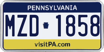 PA license plate MZD1858