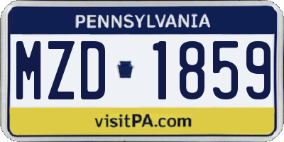 PA license plate MZD1859