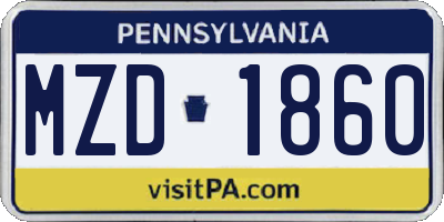 PA license plate MZD1860