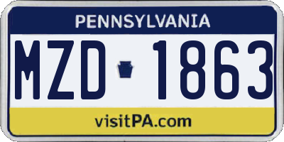 PA license plate MZD1863