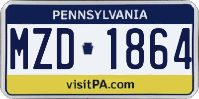PA license plate MZD1864