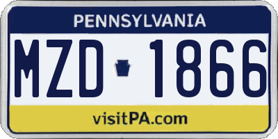 PA license plate MZD1866