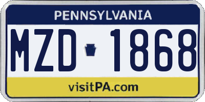 PA license plate MZD1868