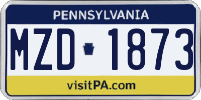 PA license plate MZD1873