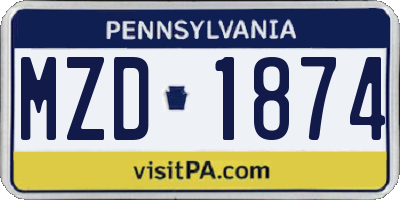 PA license plate MZD1874