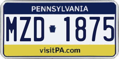 PA license plate MZD1875