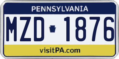 PA license plate MZD1876