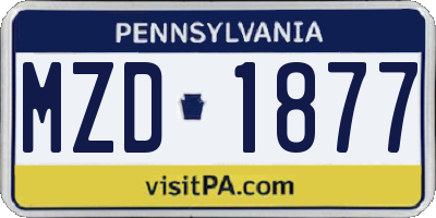 PA license plate MZD1877