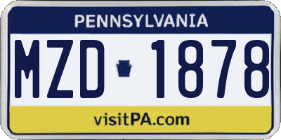 PA license plate MZD1878