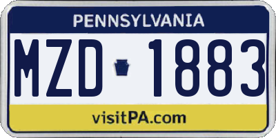 PA license plate MZD1883