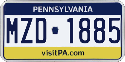PA license plate MZD1885