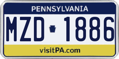 PA license plate MZD1886
