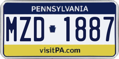 PA license plate MZD1887