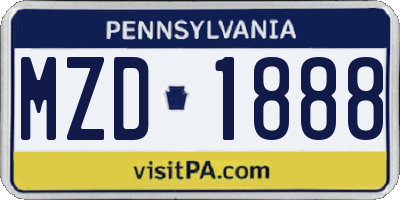 PA license plate MZD1888