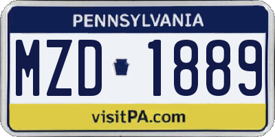 PA license plate MZD1889
