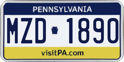 PA license plate MZD1890