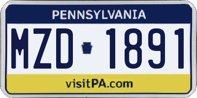 PA license plate MZD1891