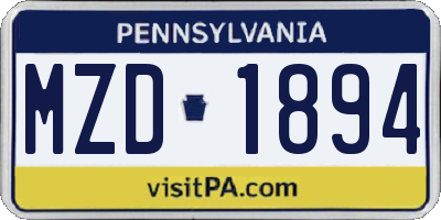 PA license plate MZD1894