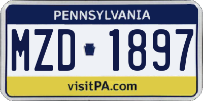 PA license plate MZD1897