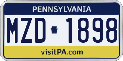 PA license plate MZD1898