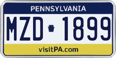 PA license plate MZD1899