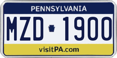 PA license plate MZD1900