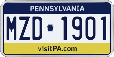 PA license plate MZD1901