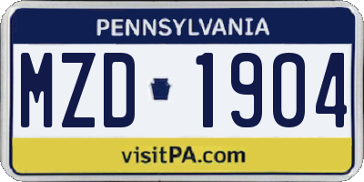 PA license plate MZD1904