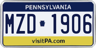 PA license plate MZD1906