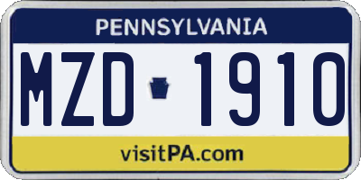 PA license plate MZD1910