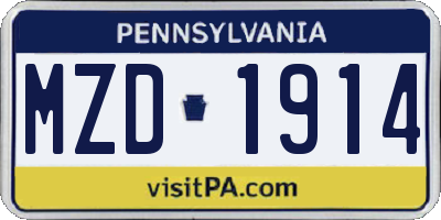 PA license plate MZD1914