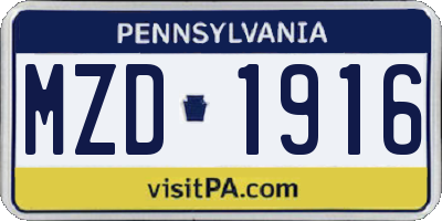 PA license plate MZD1916