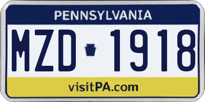 PA license plate MZD1918