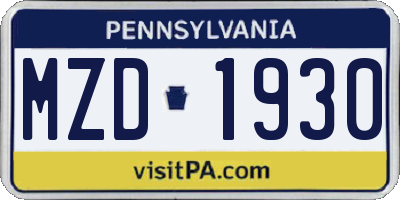 PA license plate MZD1930
