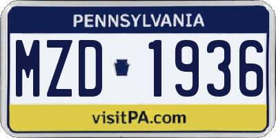 PA license plate MZD1936