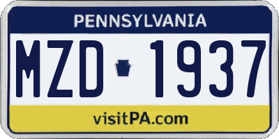 PA license plate MZD1937